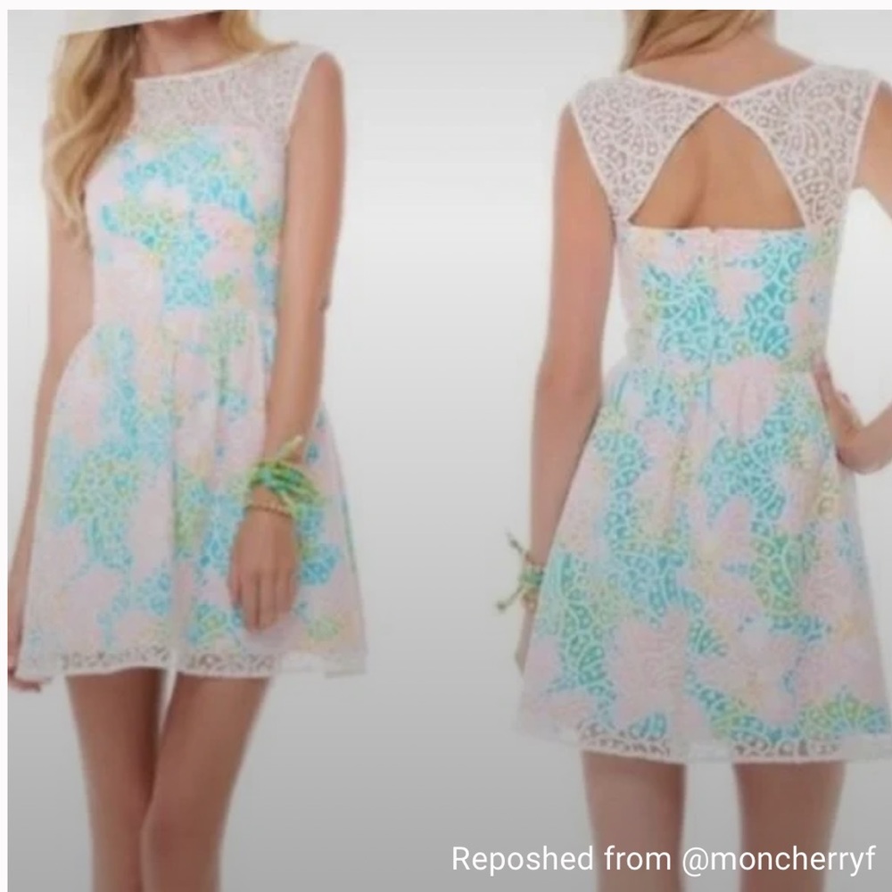 Lilly Pulitzer Morrison Lace Overlay Dress Sz 2